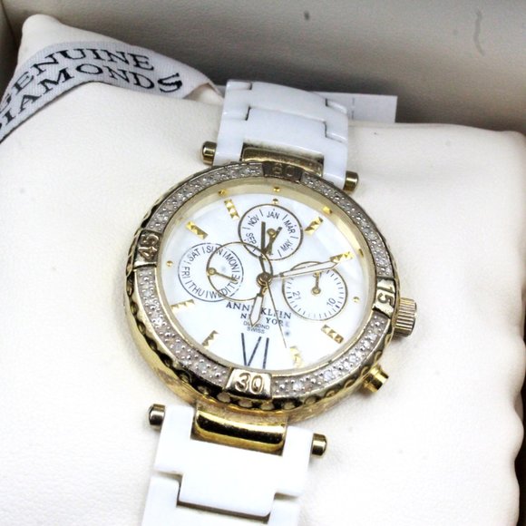 Limited Edition Anne Klein Swiss Genuine Diamond Mother of Pearl Women's Watch - Picture 2 of 7